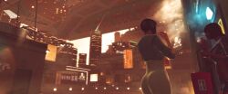 2girls 3d 3d_(artwork) absurd_res absurdres arms_crossed ass ass_focus black_hair breasts chinese_text cityscape cleavage clothed_female collarbone cyberpunk cyberpunk_background dark-skinned_female deus_ex deus_ex:_human_revolution edited_screencap eidos emotionless emotionless_female expressionless female female_focus female_only femsub friends game_mod hand_on_hip hasdart high_resolution highres huge_ass indifference indifferent large_breasts large_tits leaning_against_wall leaning_hips leaning_to_the_side leather_clothing leotard mature_female mature_woman nameless_character navel oblivious_sexualization pink_fingernails prostitute prostitution short_hair skyscraper smoking source_request stripper text tomboyish translation_request unaware unbothered uncaring uncaring_female unenthusiastic unnamed_character wide_hips
