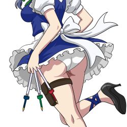 1girls alxdraws apron ass ass_closeup ass_focus back_bow big_ass big_bottom big_bum big_butt blue_clothing blue_dress bottom british british_female bum butt_close-up close-up dat_ass fat_ass fat_bum fat_butt female female_focus female_only french_braid green_bow grey_hair huge_ass huge_bottom huge_bum huge_butt knife_sheath knives leg_up medium_breasts panties sakuya_izayoi sideboob silver_hair solo_female solo_focus thick_ass thick_bottom thick_bum thick_butt thick_legs thick_thighs thigh_strap touhou transparent_background white_clothing white_panties