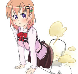 1boy 1boy1girl blush face_in_ass facefart facefarting fart fart_fetish farting female gochuumon_wa_usagi_desu_ka? hoto_cocoa ric.soup stockings submissive_male