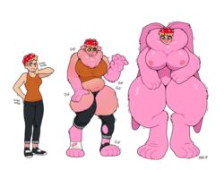 1girls 2020 big_breasts blackshirtboy blush breast_expansion breasts bunny bunny_ears commission digital_media_(artwork) erect_nipples_under_clothes female female_focus female_only green_eyes growth hi_res high_resolution highlights highres human looking_back looking_down looking_to_the_side onomatopoeia original original_character pink_fur rabbit rabbit_ears rabbit_humanoid red_hair rosy_cheeks sequence signature sleeveless smile solo solo_female sweatdrop transformation white_background