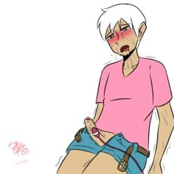 1boy ahe_gao black_skin egg_vibrator femboy forced_orgasm masturbation original_character precum solo srmoka trap vibrator white_hair yaoi