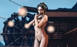 3d 3d_(artwork) breasts female kitana looking_at_viewer mortal_kombat nude pussy solo ubermachineworks