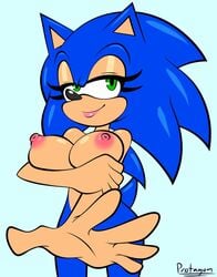 1girls big_breasts blue_fur female female_only genderswap genderswap_(mtf) green_eyes hedgehog holding_breasts looking_at_viewer nude nude_female protagon rule_63 sega smirk smirking solo sonic_(series) sonic_the_hedgehog sonic_the_hedgehog_(series) sonique_the_hedgehog