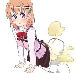 1boy 1boy1girl face_in_ass facefart facefarting fart fart_cloud fart_fetish farting female gochuumon_wa_usagi_desu_ka? hoto_cocoa ric.soup