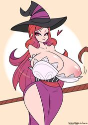 dragon's_crown gray-eggs-n-ham huge_breasts red_hair sorceress_(dragon's_crown) witch_hat