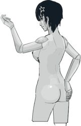 animated black_hair breasts crimson-caesar female grey_skin medium_breasts nipples robot robot_girl tagme