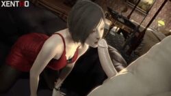 1boy 1girls 3d ada_wong ada_wong_(adriana) animated capcom clothed_female_nude_male fellatio large_penis leon_scott_kennedy oral resident_evil resident_evil_2 resident_evil_2_remake xentho