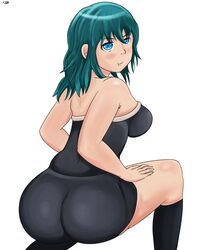 alternate_costume armor ass big_ass black_clothing blue_hair blush byleth_(fire_emblem) byleth_(fire_emblem)_(female) cayo_(artist) chubby fire_emblem fire_emblem:_three_houses huge_ass large_ass nintendo pout pouting pouty_lips skin source_request