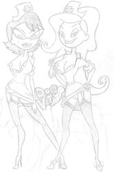 2girls bimbo cartoon_network eleanor_butterbean eris_(billy_and_mandy) monochrome nurse nurse_cap straight_hair tagme the_grim_adventures_of_billy_and_mandy