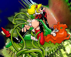 2girls anus_juice batman:_the_animated_series batman_(series) blonde_hair dc_comics dcau double_penetration female female_only harley_quinn harley_quinn_(classic) human multiple_girls plant_tentacle poison_ivy poison_ivy_(dcau) pussy_juice red_hair ripped_clothing tentacle tentacle_in_ass tentacle_in_pussy tentacles vagina vine_insertion vines yuri