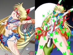 bishoujo_senshi_sailor_moon bow clothing female human minako_aino panties ryusaiku sailor_v sailor_venus skirt small_breasts tagme torn_clothes violence