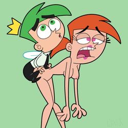 1girls breasts brown_hair chunk cosmo female from_behind green_eyes male nickelodeon open_mouth penetration sex size_difference straight_hair the_fairly_oddparents vicky vicky_(fairly_odd_parents)