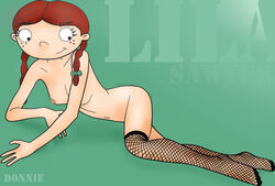 all_fours braid breasts donnie female female_only fishnets hey_arnold! human lila_sawyer nickelodeon nipples nude pale_skin pinup red_hair side_view solo stockings tagme toony wide_head