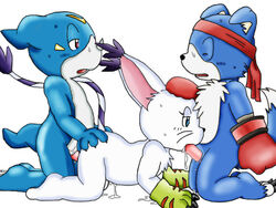 digimon gaomon gatomon mewtwox purple_fur veemon