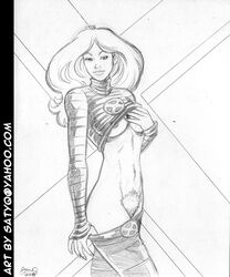 1girls 2008 female female_only jean_grey marvel monochrome satyq solo straight_hair tagme x-men