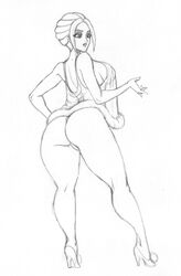 1girls ass ass_focus back back_view behind behind_view big_ass bonnie_rockwaller butt_focus curvaceous curves curvy curvy_body curvy_figure curvy_hips disney drawing drawn female female_only heels henrik-drake hhammerh high_heels hips hourglass_figure huge_ass kim_possible large_ass monochrome night_gown pencil_(artwork) rough_sketch rsahnp short_hair sideboob sketch solo thick thick_ass thick_legs thick_thighs thighs voluptuous watermark wide_hips