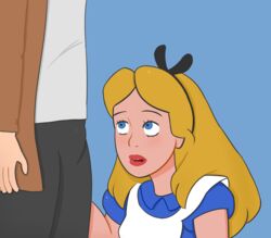 alice_(disney) alice_in_wonderland alice_in_wonderland_(1951_film) alice_liddell disney faceless_male fanart sadandhornydog