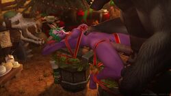 1boy 1girls 2018 3d animated belly_bulge blizzard_entertainment bouncing_breasts bulge christmas dragon_aspect gift_wrapped gift_wrapped_female green_dragonflight green_hair interspecies liard night_elf no_sound rape spread_legs stomach_bulge tauren tied tied_up video warcraft white_eyes winter_veil world_of_warcraft ysera