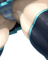 1girls aqua_eyes aqua_hair ass ass_visible_through_thighs big_ass blue_eyes blue_hair cameltoe clitoris_through_clothes close-up cute dat_ass egirl female female_only fringe hatsune_miku huge_ass low_angle panties pussy pussy_visible_through_clothes sinensian skinny skirt stockings striped_panties teenager thick_thighs twintails upskirt viewed_from_below vocaloid