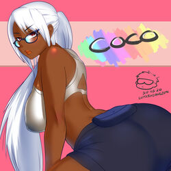 breasts dark-skinned_female glasses long_hair monster_hunter_world nezbot tagme tan_skin white_hair