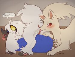 1boy anthro blush canine cunnilingus female furfrou licking mammal ninetales nintendo oral pokemon tsukaui