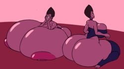 2girls 4_fingers 5_toes 5h4m3l355 absurd_res alien alien_girl alien_humanoid alternate_ass_size alternate_breast_size areolae ass ass_vs_breasts big_areola big_ass big_breasts big_nipples blue_stockings bodysuit bottom_heavy breast_size_difference breasts bursting_breasts cartoon_network cleavage_overflow dark_brown_hair eyebrows gem_(species) gigantic_areola gigantic_breasts gigantic_nipples hands_on_breasts hi_res huge_areolae huge_ass huge_breasts huge_nipples hyper_areola hyper_ass hyper_breasts hyper_nipples knees_on_chest large_areolae large_ass large_breasts large_nipples laying_on_breasts laying_on_stomach looking_at_viewer looking_pleasured looking_up nipples off_colors_(steven_universe) pink_background purple_areola purple_background purple_body purple_breasts purple_eyes purple_nipples purple_skin rutile_twins sideass simple_background sitting_down size_difference smile smiling_at_viewer steven_universe stockings teeth tight_clothes tight_clothing tight_fit top_heavy wide_hips