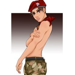 1girls alibi_(rainbow_six) beret camouflage_pants nipple rainbow_six rainbow_six_siege side_view sideboob tagme tom_clancy topless wolvenroyal