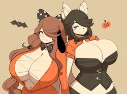 2girls anthro corset furry halloween holly_applebee maggie_applebee mother_and_daughter orange_shirt tagme theycallhimcake