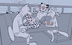 2020 anthro anthro_on_anthro blush bottomwear canid canine canis cheetah clitoris clothing cunnilingus daxy_(adaxyn) deke_(ittybittykittytittys) diner disney eating felid feline female food fox furniture genitals group hi_res male mammal no_underwear on_table oral pancake polo_shirt public pussy ragey restaurant sex shirt sitting skirt spot_color spots stephie_(fraydia1) straight table theblueberrycarrots tongue tongue_out topwear unprofessional_behavior vaginal_penetration wolf zootopia