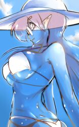 bikini elf elf_ears glasses hat long_hair nezbot original pointy_ears tagme