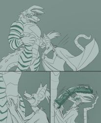 2024 animal_genitalia animal_penis anthro avian bat bedroom_eyes big_penis bird blush blush_lines canid canine canis comic coyote crocodile crocodilian cuculiform digital_media_(artwork) duo equid equine equine_genitalia equine_penis fernypaw flustered fur genital_slit genitals half-closed_eyes hand_on_leg hand_on_mouth hand_on_own_mouth hi_res huge_cock huge_penis hybrid kneeling long_penis looking_at_another loonatics_unleashed looney_tunes male male/male mammal membrane_(anatomy) membranous_wings monochrome murid murine muscular muscular_anthro muscular_male narrowed_eyes new_world_ground_cuckoo penis penis_awe penis_on_face penis_on_head rat reptile rev_runner roadrunner rodent scales scalie seductive sharp_teeth side_view slit_play standing surprised tail tech_e._coyote teeth uncensored vein veiny_penis warner_brothers wings zebra