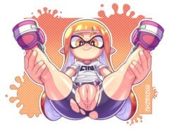 4:3 absurd_res animal_humanoid anthro anus ass bike_shorts bottomwear cephalopod cephalopod_humanoid clothing female genitals hair hi_res humanoid inkling inkling_girl kaikoinu kaori_(splatoon) marine marine_humanoid mask mask_(marking) mollusk mollusk_humanoid nintendo orange_hair pointy_ears presenting pussy shorts solo splatoon spread_legs spreading squid tentacle tentacle_hair triangular_anus video_games