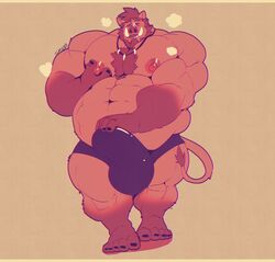 2020 5_fingers 5_toes bara beard belly biceps big_bulge big_muscles big_nipples body_hair broody brown_body brown_fur bulge chest_hair closed_eyes clothed clothing cursedmarked facial_hair feet fingers fur hi_res huge_bulge huge_muscles humanoid_feet humanoid_hands hyper hyper_bulge male male_only mammal musclegut muscular muscular_male nipple_fetish nipple_pinch nipple_play nipples overweight overweight_male pecs pinch pink_nipples plantigrade simple_background solo standing suid suina sus_(pig) toes topless triceps tusks underwear_only wild_boar