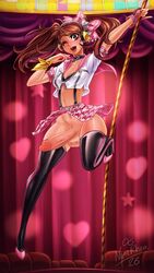 1futa atlus balls big_penis breasts brown_hair choker cleavage erection futa_only futanari headphones high_heels kujikawa_rise nenerhea penis persona persona_4 persona_4:_dancing_all_night pink_skirt solo solo_futa stripper_pole testicles thighhigh_stockings twintails winking_at_viewer