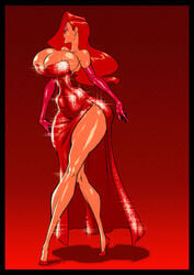 1girls background big_breasts breasts bust busty cleavage clothing curvaceous curves curvy curvy_female curvy_figure curvy_hips deviantart disney dress ear_piercing earring earrings elbow_gloves eyeshadow female female_focus female_only gloves hair_over_one_eye heels high_heels hips hourglass_figure huge_breasts human human_only jessica_rabbit large_breasts legs lipstick piercing purple_gloves red_background red_dress red_hair sideboob solo sparkles sparkling sparkling_dress standing sterna thick_hips thick_legs thick_thighs thighs voluptuous who_framed_roger_rabbit wide_hips wine_bottle_figure woman