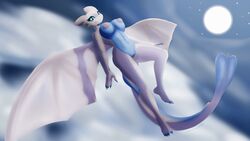 16:9 anthro blue_eyes breasts cloud dododragon56 dragon dreamworks ejaculation feet female flying genitals hands-free hi_res how_to_train_your_dragon humanoid light light_fury looking_at_viewer moon nipples nubless nude pussy scales scalie smile solo spread_wings star western_dragon widescreen wings