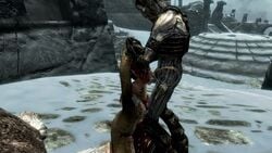 animated bethesda_softworks blowjob crying deepthroat draugr face_fucking fellatio hand_on_head mascara_tears oral oral_sex restrained running_makeup running_mascara runny_makeup runny_mascara skyrim snow sound tagme the_elder_scrolls throat_fuck video