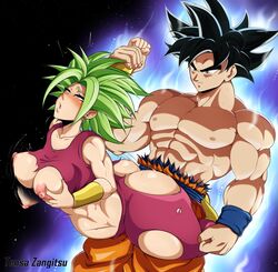 1girls big big_breasts breasts doggy_style dragon_ball dragon_ball_super female from_behind from_behind_position fusion goku green_hair high_heel_boots kefla leg_lock legendary_super_saiyan light-skinned_male male nipples saiyan son_goku spiky_hair straight super_saiyan super_saiyan_2 tensa-zangitsu thick_thighs torn_clothes ultra_instinct universe_6_saiyan/universe_7_saiyan