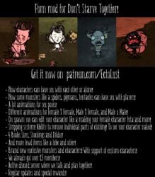 advertisement blowjob clothes_removed dildo dildo_in_pussy don't_starve don't_starve_together dont_starve dont_starve_together facefuck humanoid klei_entertainment monster_rape monster_sex mushroom naked patreon patreon_reward patreon_username spider spider_humanoid video_game video_game_character video_games webber willow_(don't_starve) wilson_percival_higgsbury