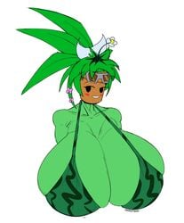 1girls 2020 absurd_res alternate_version_available anthro artist_name bare_shoulders big_breasts bikini bikini_top black_eyes blaster_master blaster_master_zero_2 blush breasts cleavage collarbone female female_focus female_only flower flower_in_hair gigantic_breasts goggles goggles_on_head green_hair green_skin grin hair_ribbon huge_breasts humanoid kanna_(blaster_master) large_breasts looking_to_the_side mob_face multicolored_hair parted_lips plant plant_girl plantie ponytail potted_plant simple_background skindentation smile solo solo_female striped striped_bikini tasteofchoklit teeth tied_hair two_tone_hair voluptuous watermelon_bra white_background