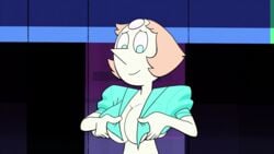 1girls accurate_art_style big_breasts breast_hold breasts cartoon_network change_your_mind_(steven_universe) edit female female_only flat_colors gem_(species) green_jacket holding_breasts light-skinned_female looking_down no_bra pale-skinned_female pearl_(gem) pearl_(steven_universe) pointy_nose screenshot screenshot_edit skinny solo steven_universe steven_universe_future touching_breast troskc white_breasts white_skin