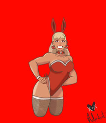 ass blonde_hair blue_eyes breasts bunny_costume bunny_ear bunny_ears bunny_girl bunny_suit bunnygirl bunnysuit cleavage ear_piercing earring earrings female female_only fishnet fishnet_stockings fishnet_thighhighs fishnets lips lipstick malevolent malevolentx0x milf nail_polish nails smile stripper thick thick_ass thick_lips thick_thighs thighhighs tight_clothing