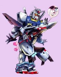 2016 absurd_res aircraft crossover gundam heart heart_underwear highres humanoid liaartemisa machine macross male male_only mecha meme metal metallic_body non-human robot robot_humanoid rx-78-2 sex standing sweat sweatdrop underwear underwear_down vehicle