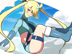 1girls 2020 4:3 alternate_hairstyle blonde_hair blue_boots blue_gloves boots breast_squish clothed clothing cloud cosplay cynthia_(pokemon) eyes_visible_through_hair female female_only gloves gym_leader_(cosplay) hair_ornament head_tilt human human_only huuro_(pokemon)_(cosplay) large_breasts long_hair long_twintails looking_at_viewer mituyota_76 nintendo pokemon pokemon_bw pokemon_dppt shirona_(pokemon) sky sky_background skyla_(pokemon)_(cosplay) solo thick_thighs thighs tied_hair turtleneck twintails