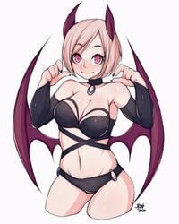 5-ish choker fiveish red_eyes short_hair succubus tagme wings