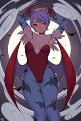 1girls 5-ish armpits arms_behind_back arms_up breasts capcom clothing darkstalkers female fiveish head_wings hourglass_figure lilith_aensland purple_hair red_eyes small_breasts solo solo_female succubus tagme thick_thighs very_short_hair video_games wide_hips