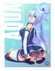 aqua_(konosuba) aqua_eyes aqua_hair boots female highres kono_subarashii_sekai_ni_shukufuku_wo! long_hair obakawaii thigh_boots thighhighs