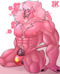 2019 abs animal_humanoid anthro anthrofied balls bara_tiddies bara_tits barely_contained big_chest big_pecs bodily_fluids cartoon_network chest_tuft claws clothed clothing drooling felid flower genitals gigantic_chest gigantic_pecs hi_res huge_chest huge_pecs humanoid kneeling large_pectorals lion lion_(steven_universe) male male_only mammal man_boobs man_breasts mane massive_chest massive_pecs moobs muscular muscular_anthro muscular_male navel nipples open_mouth pantherine pecs penis pink_body plant pubes rose_(flower) saliva saliva_string signature simple_background solo star steven_universe teeth thong tongue tongue_out topless topless_male tuft underwear vein veiny_arms veiny_muscles veiny_penis white_background zcik