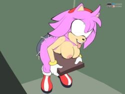 4:3 accessory ahe_gao amy_rose anthro bodily_fluids breasts clothing cum cum_leaking eulipotyphlan excessive_cum female fours_(artist) fucked_silly fur genital_fluids glory_hole gloves green_eyes hair handwear hedgehog hi_res looking_pleasured mammal mobian_(species) nipples pink_body plank sega sex solo sonic_(series) sonic_the_hedgehog_(series) through_wall tongue tongue_out video_games