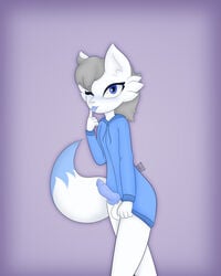 absurd_res anthro balls blush canid canine clothed clothed/nude clothing coat erection fox genitals girly hi_res knot male mammal max_draws nude one_eye_closed penis sam_pines seductive solo tongue tongue_out topwear wink